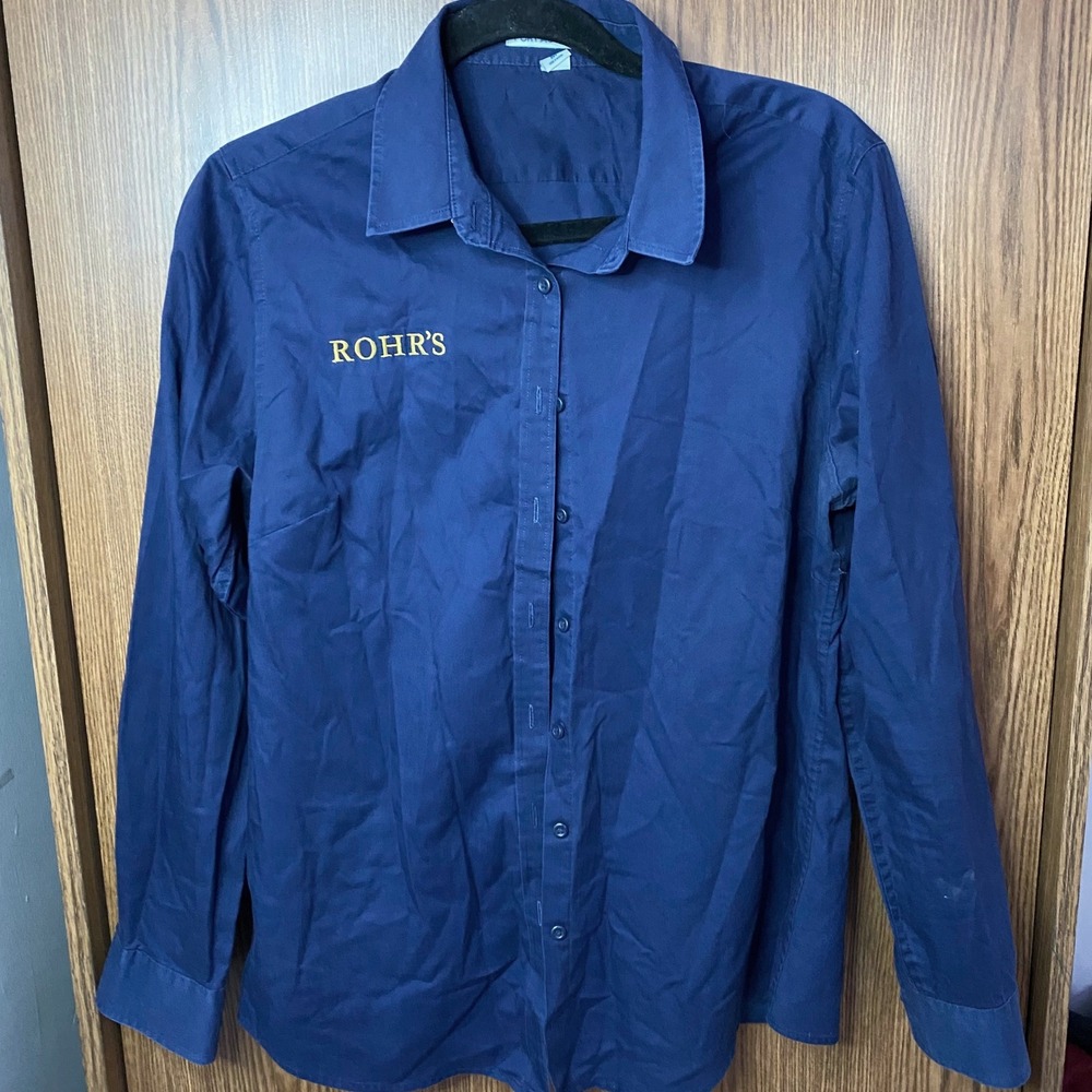 Port Authority Button Down Shirt Womens Medium Navy Blue ROHR'S Notre Dame